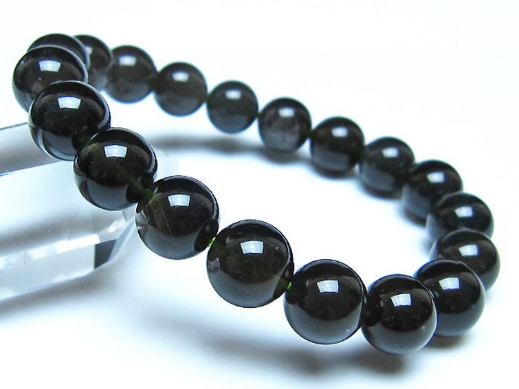 チンターマニストーン アリゾナ州産 天然ガラス ブレスレット （サフォーダイト/シリウス隕石） 10mm [t520-1720] 1枚目