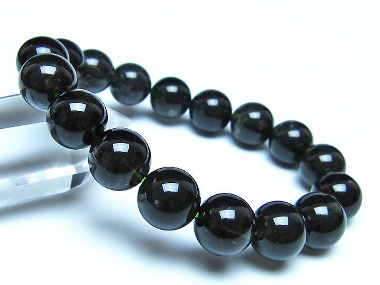 チンターマニストーン アリゾナ州産 天然ガラス ブレスレット （サフォーダイト/シリウス隕石） 12mm [t520-1726] 1枚目