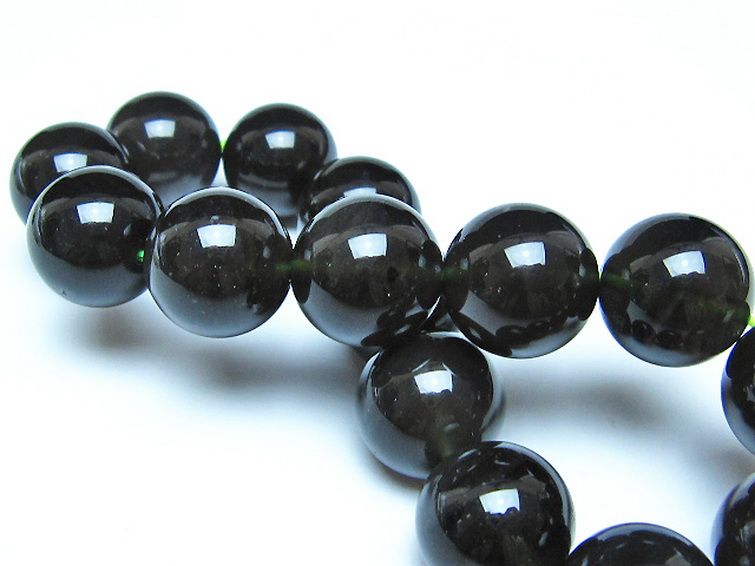 チンターマニストーン アリゾナ州産 天然ガラス ブレスレット （サフォーダイト/シリウス隕石） 14mm [t520-1731] 2枚目