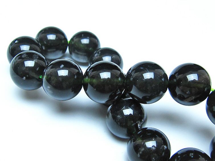 チンターマニストーン アリゾナ州産 天然ガラス ブレスレット （サフォーダイト/シリウス隕石） 14mm [t520-1740] 2枚目