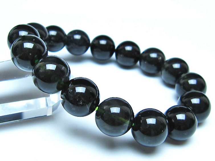 チンターマニストーン アリゾナ州産 天然ガラス ブレスレット （サフォーダイト/シリウス隕石） 13mm [t520-1741] 1枚目