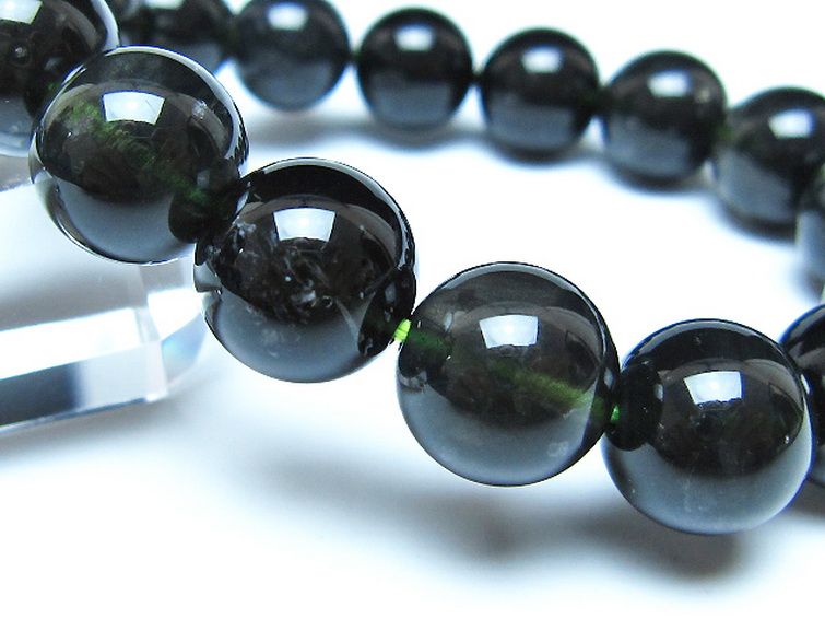 チンターマニストーン アリゾナ州産 天然ガラス ブレスレット （サフォーダイト/シリウス隕石） 13mm [t520-1741] 3枚目