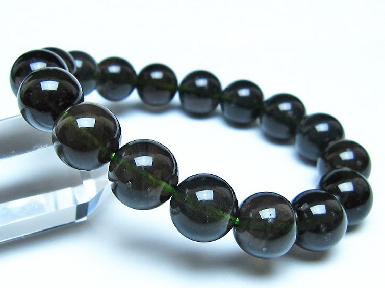 チンターマニストーン アリゾナ州産 天然ガラス ブレスレット （サフォーダイト/シリウス隕石） 12mm [t520-1745] 1枚目