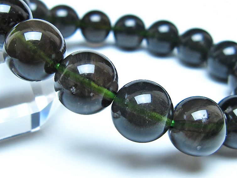 チンターマニストーン アリゾナ州産 天然ガラス ブレスレット （サフォーダイト/シリウス隕石） 12mm [t520-1745] 3枚目