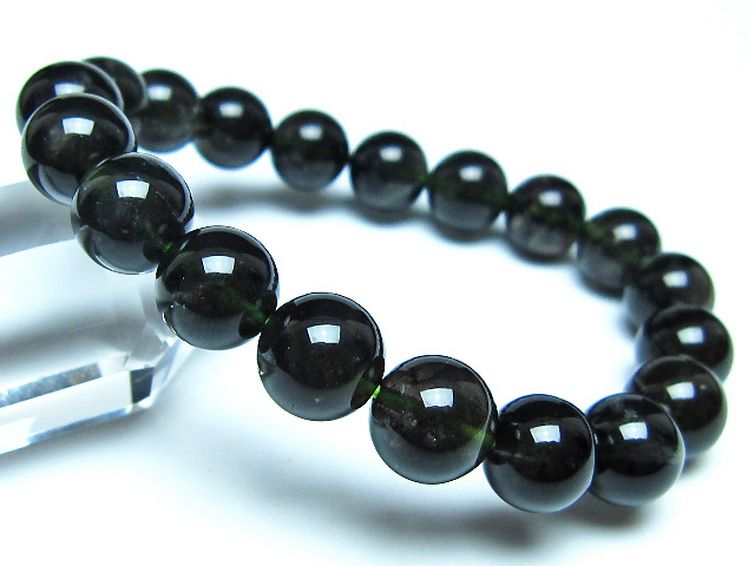 チンターマニストーン アリゾナ州産 天然ガラス ブレスレット （サフォーダイト/シリウス隕石） 10mm [t520-1747] 1枚目