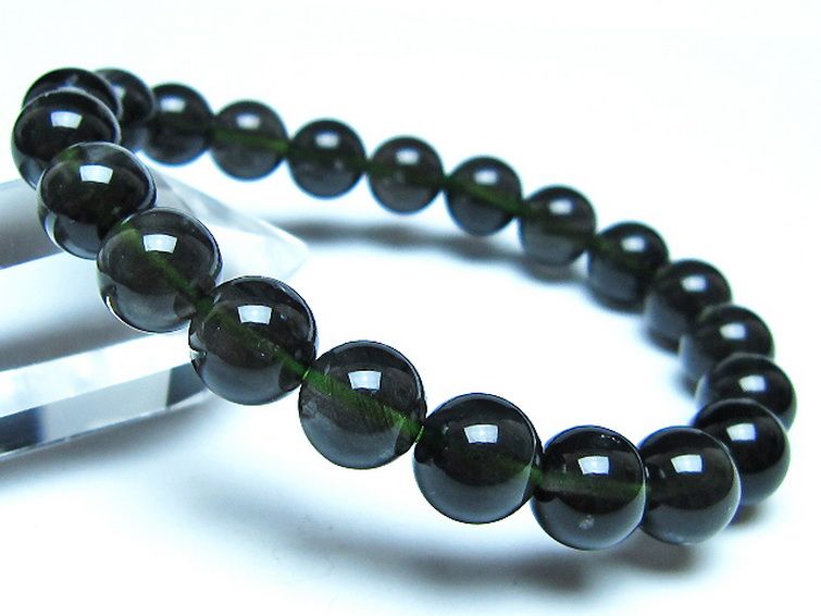 チンターマニストーン アリゾナ州産 天然ガラス ブレスレット （サフォーダイト/シリウス隕石） 9mm [t520-1754] 1枚目