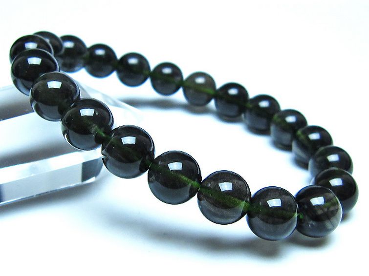 チンターマニストーン アリゾナ州産 天然ガラス ブレスレット （サフォーダイト/シリウス隕石） 9mm [t520-1755] 1枚目