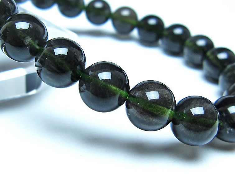 チンターマニストーン アリゾナ州産 天然ガラス ブレスレット （サフォーダイト/シリウス隕石） 9mm [t520-1755] 3枚目