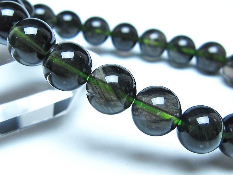 チンターマニストーン アリゾナ州産 天然ガラス ブレスレット （サフォーダイト/シリウス隕石） 10mm [t520-1758] 3枚目