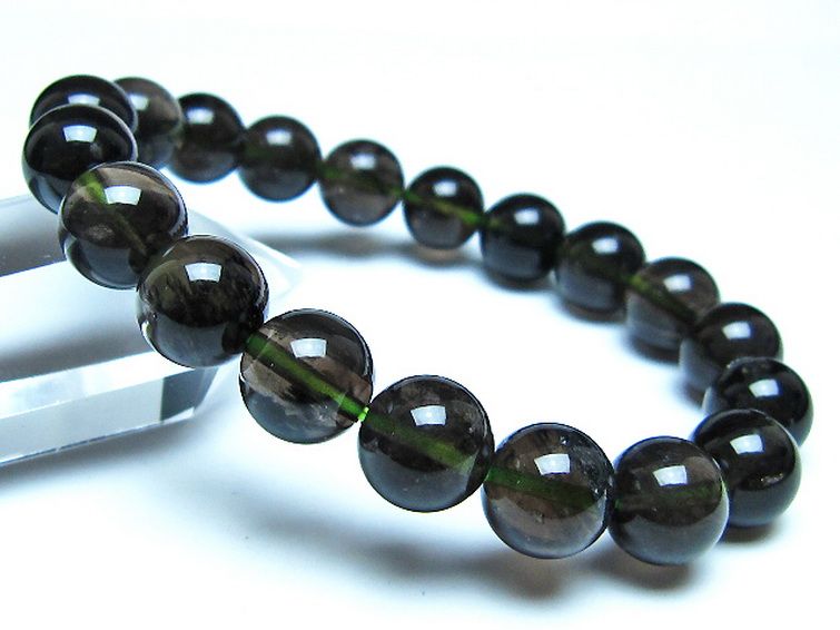 チンターマニストーン アリゾナ州産 天然ガラス ブレスレット （サフォーダイト/シリウス隕石） 10mm [t520-1759] 1枚目