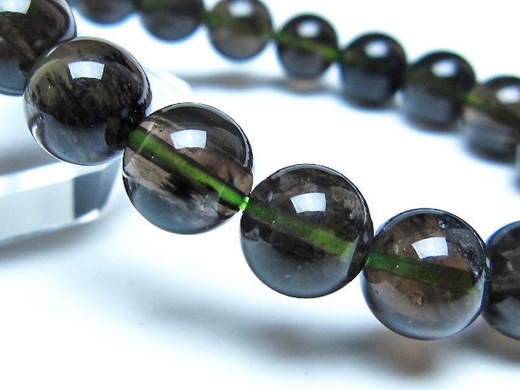 チンターマニストーン アリゾナ州産 天然ガラス ブレスレット （サフォーダイト/シリウス隕石） 10mm [t520-1759] 3枚目