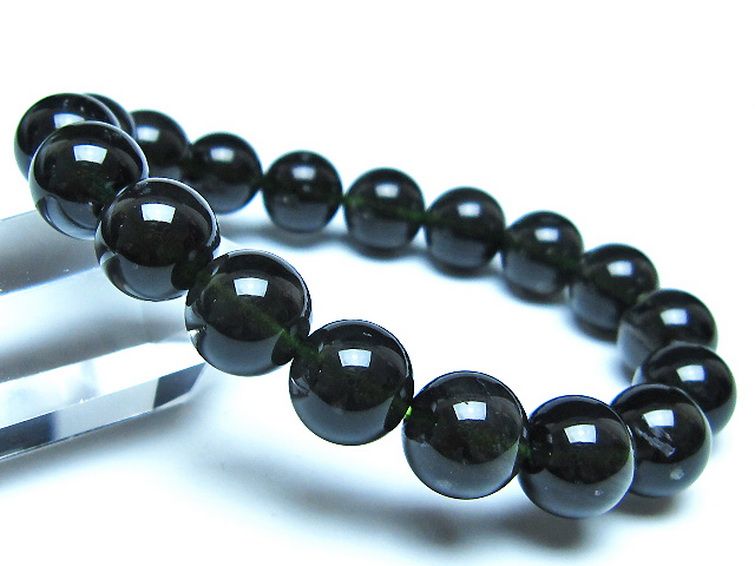 チンターマニストーン アリゾナ州産 天然ガラス ブレスレット （サフォーダイト/シリウス隕石） 11mm [t520-1762] 1枚目