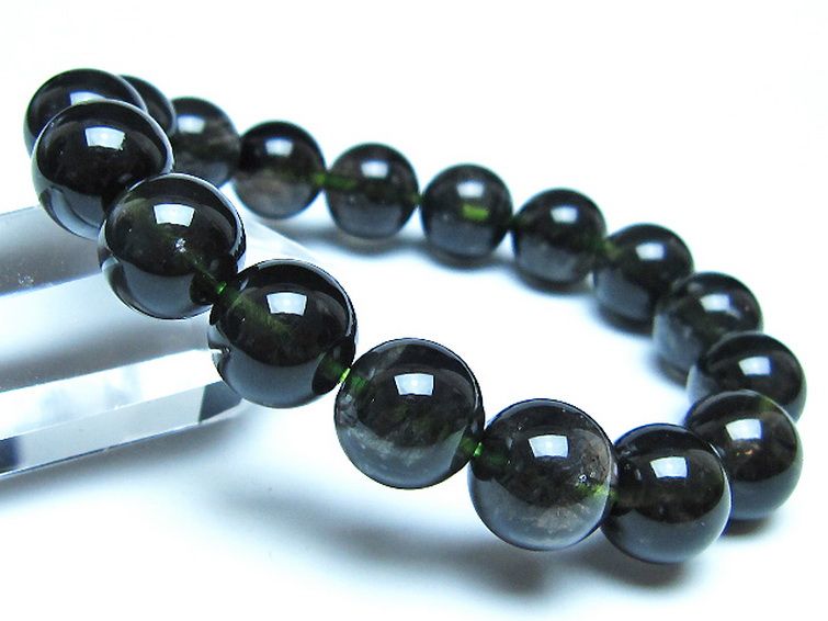 チンターマニストーン アリゾナ州産 天然ガラス ブレスレット （サフォーダイト/シリウス隕石） 12mm [t520-1764] 1枚目