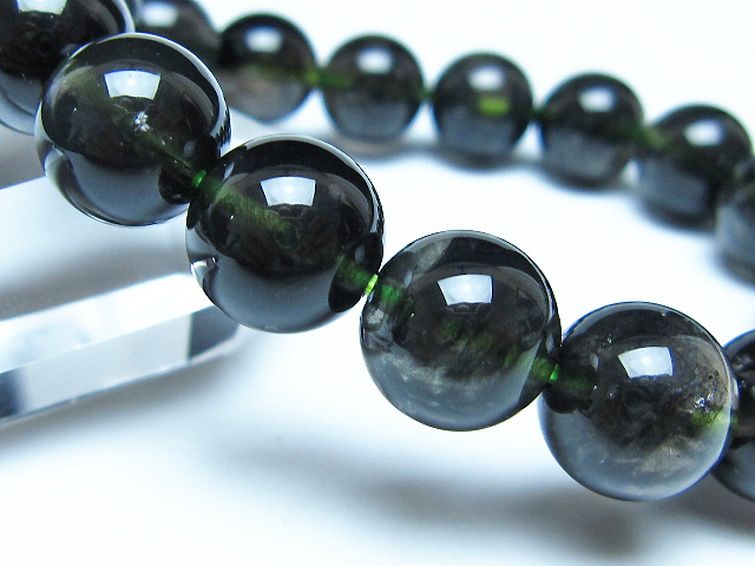 チンターマニストーン アリゾナ州産 天然ガラス ブレスレット （サフォーダイト/シリウス隕石） 12mm [t520-1764] 3枚目