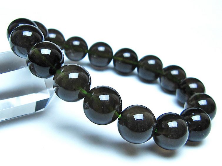 チンターマニストーン アリゾナ州産 天然ガラス ブレスレット （サフォーダイト/シリウス隕石） 12mm [t520-1767] 1枚目