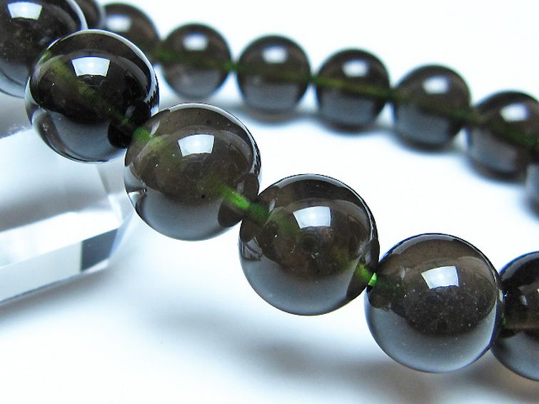 チンターマニストーン アリゾナ州産 天然ガラス ブレスレット （サフォーダイト/シリウス隕石） 12mm [t520-1767] 3枚目