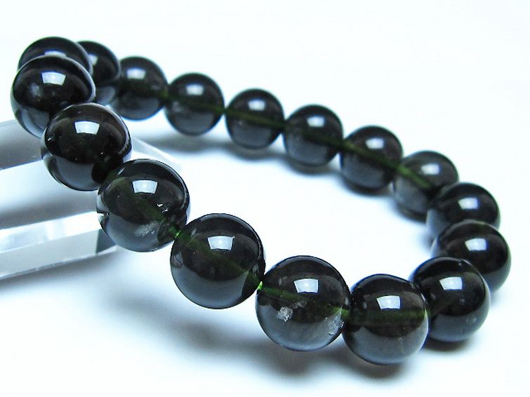 チンターマニストーン アリゾナ州産 天然ガラス ブレスレット （サフォーダイト/シリウス隕石） 12mm [t520-1768] 1枚目