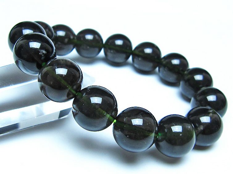 チンターマニストーン アリゾナ州産 天然ガラス ブレスレット （サフォーダイト/シリウス隕石） 14mm [t520-1771] 1枚目