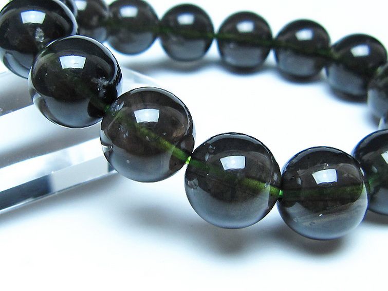 チンターマニストーン アリゾナ州産 天然ガラス ブレスレット （サフォーダイト/シリウス隕石） 14mm [t520-1771] 3枚目