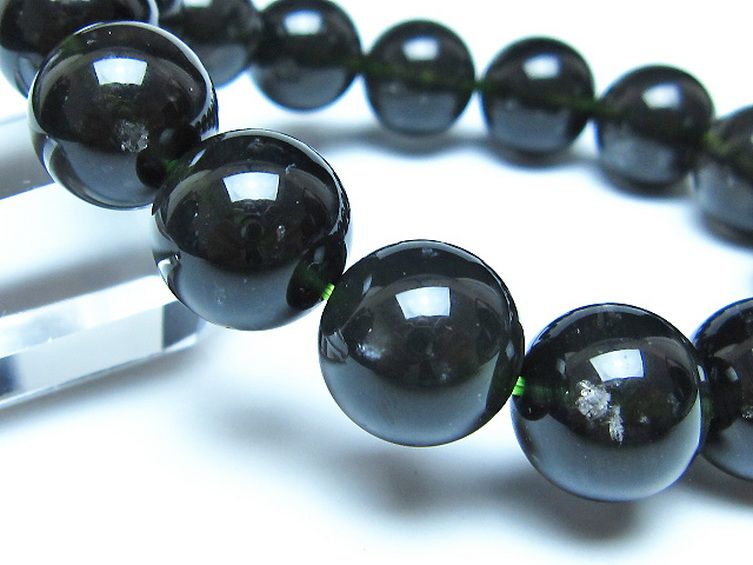 チンターマニストーン アリゾナ州産 天然ガラス ブレスレット （サフォーダイト/シリウス隕石） 14mm [t520-1772] 3枚目