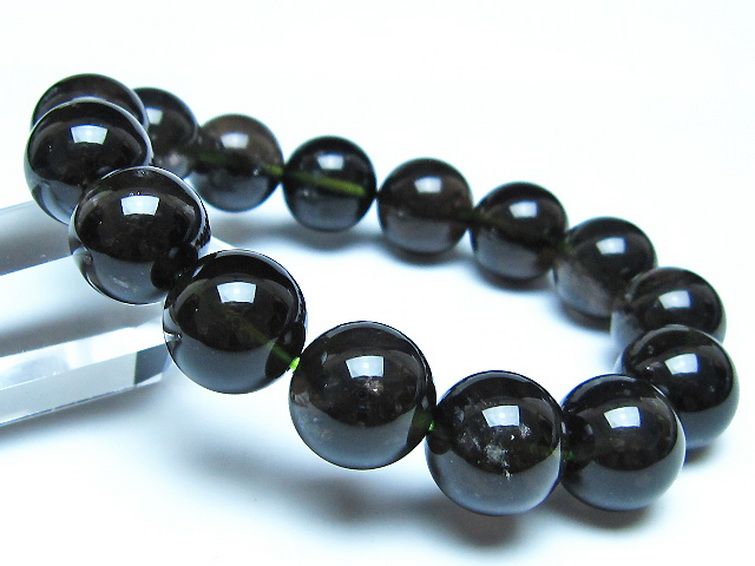 チンターマニストーン アリゾナ州産 天然ガラス ブレスレット （サフォーダイト/シリウス隕石） 14mm [t520-1774] 1枚目