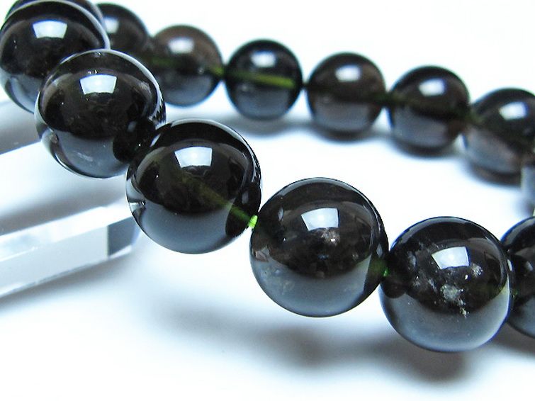 チンターマニストーン アリゾナ州産 天然ガラス ブレスレット （サフォーダイト/シリウス隕石） 14mm [t520-1774] 3枚目