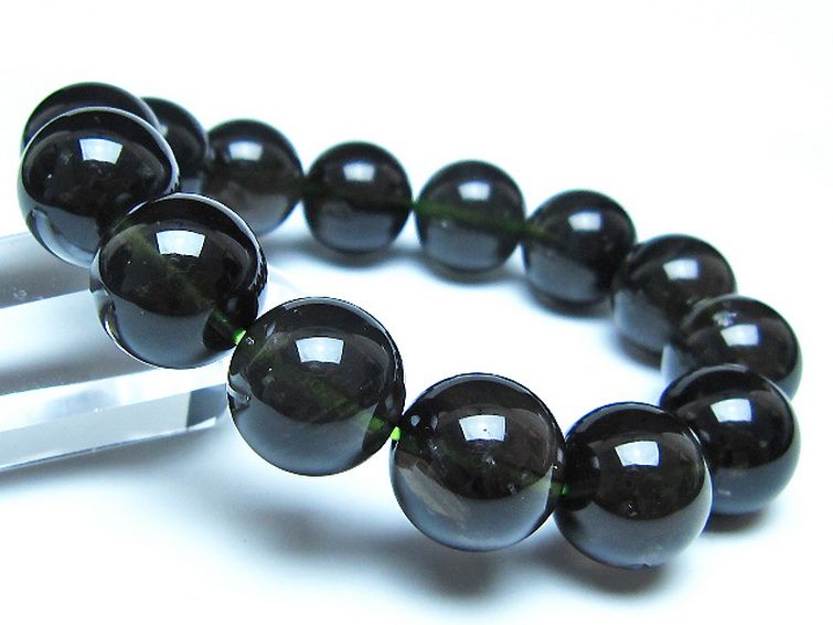 チンターマニストーン アリゾナ州産 天然ガラス ブレスレット （サフォーダイト/シリウス隕石） 15mm [t520-1776] 1枚目