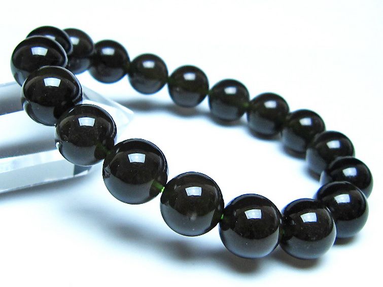 チンターマニストーン アリゾナ州産 天然ガラス ブレスレット （サフォーダイト/シリウス隕石） 12mm [t520-1778] 1枚目