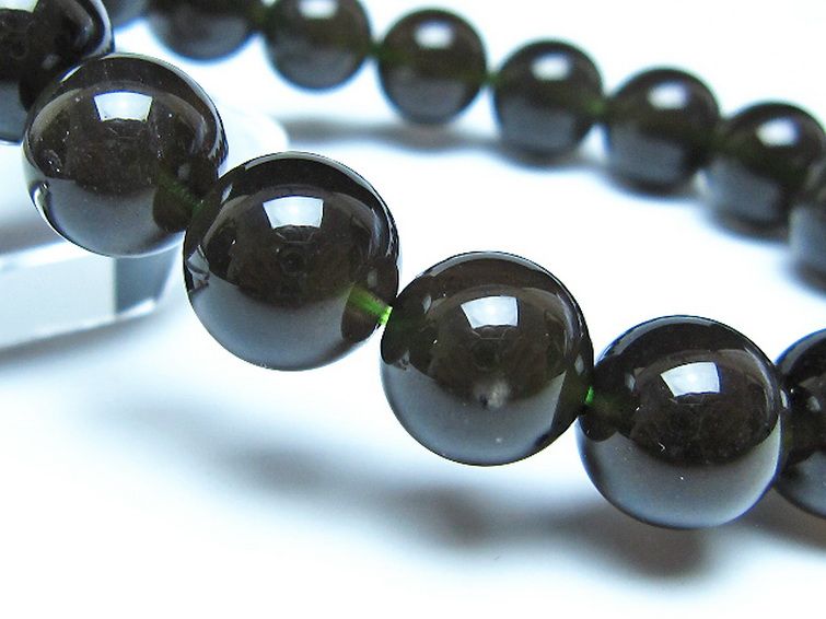 チンターマニストーン アリゾナ州産 天然ガラス ブレスレット （サフォーダイト/シリウス隕石） 12mm [t520-1778] 3枚目