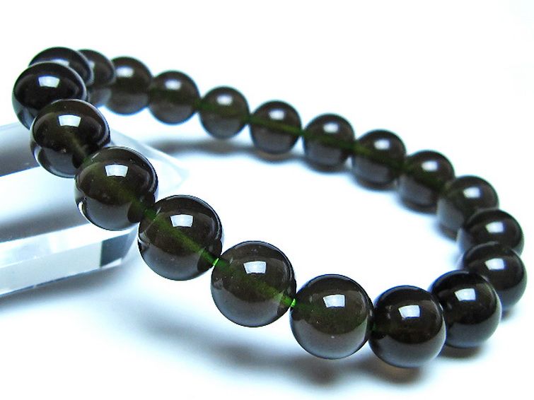 チンターマニストーン アリゾナ州産 天然ガラス ブレスレット （サフォーダイト/シリウス隕石） 10mm [t520-1780] 1枚目