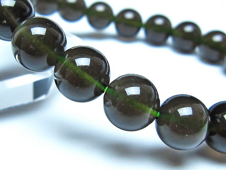 チンターマニストーン アリゾナ州産 天然ガラス ブレスレット （サフォーダイト/シリウス隕石） 10mm [t520-1780] 3枚目