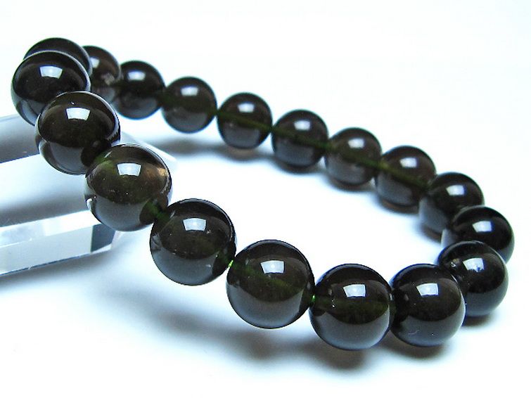 チンターマニストーン アリゾナ州産 天然ガラス ブレスレット （サフォーダイト/シリウス隕石） 11mm [t520-1786] 1枚目