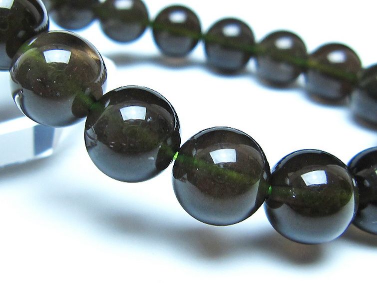 チンターマニストーン アリゾナ州産 天然ガラス ブレスレット （サフォーダイト/シリウス隕石） 11mm [t520-1786] 3枚目