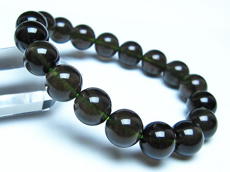 チンターマニストーン アリゾナ州産 天然ガラス ブレスレット （サフォーダイト/シリウス隕石） 11mm [t520-1789] 1枚目