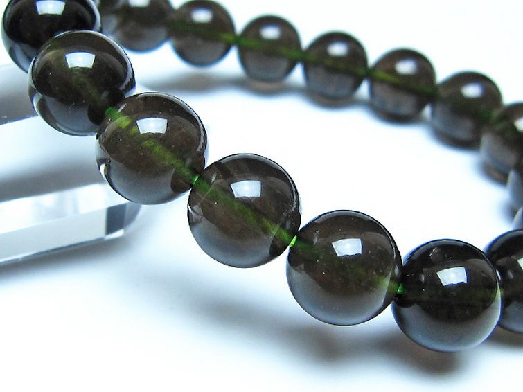 チンターマニストーン アリゾナ州産 天然ガラス ブレスレット （サフォーダイト/シリウス隕石） 11mm [t520-1789] 3枚目