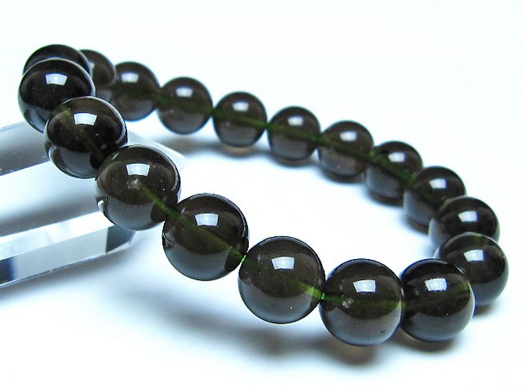 チンターマニストーン アリゾナ州産 天然ガラス ブレスレット （サフォーダイト/シリウス隕石） 11mm [t520-1794] 1枚目