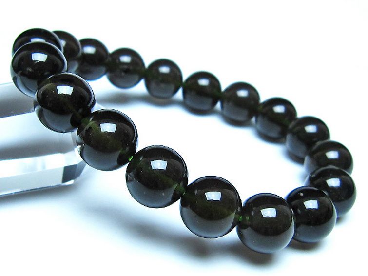 チンターマニストーン アリゾナ州産 天然ガラス ブレスレット （サフォーダイト/シリウス隕石） 11mm [t520-1795] 1枚目