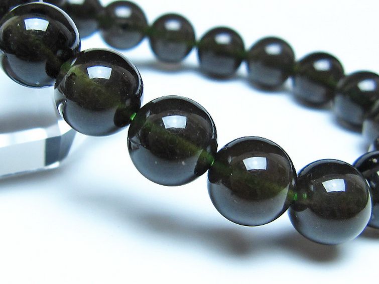 チンターマニストーン アリゾナ州産 天然ガラス ブレスレット （サフォーダイト/シリウス隕石） 11mm [t520-1795] 3枚目