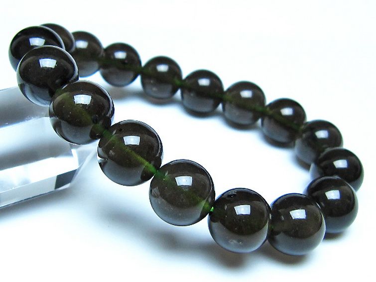 チンターマニストーン アリゾナ州産 天然ガラス ブレスレット （サフォーダイト/シリウス隕石） 12mm [t520-1799] 1枚目