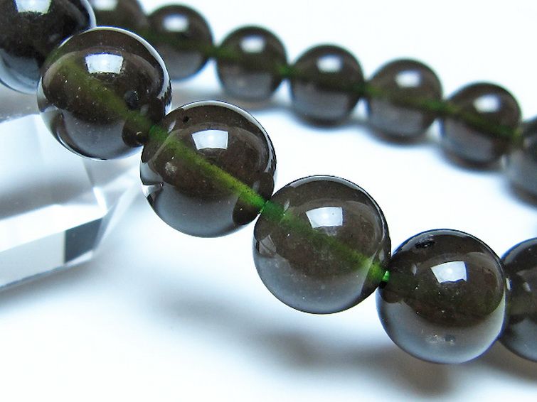 チンターマニストーン アリゾナ州産 天然ガラス ブレスレット （サフォーダイト/シリウス隕石） 12mm [t520-1799] 3枚目