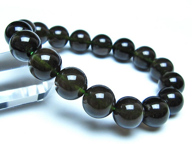 チンターマニストーン アリゾナ州産 天然ガラス ブレスレット （サフォーダイト/シリウス隕石） 12mm [t520-1806] 1枚目