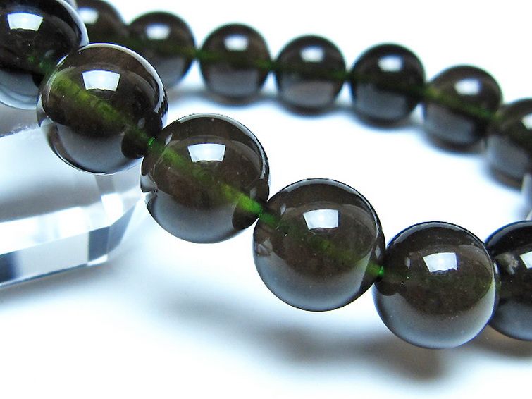 チンターマニストーン アリゾナ州産 天然ガラス ブレスレット （サフォーダイト/シリウス隕石） 12mm [t520-1806] 3枚目