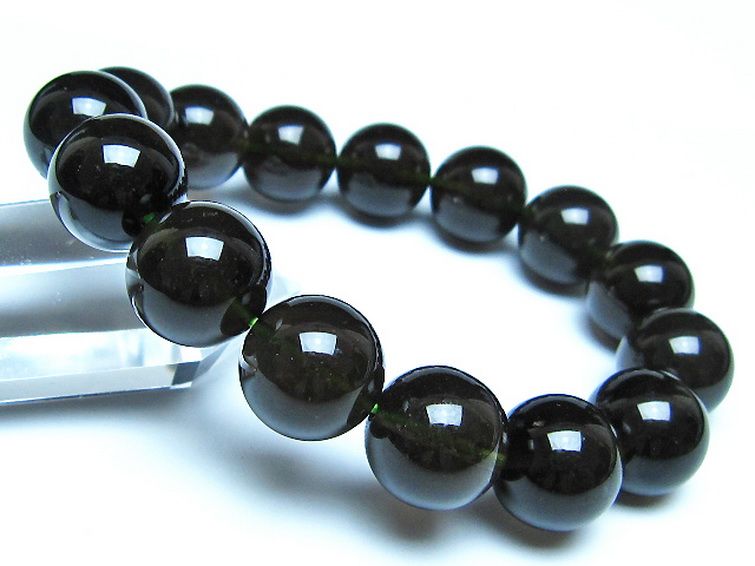 チンターマニストーン アリゾナ州産 天然ガラス ブレスレット （サフォーダイト/シリウス隕石） 15mm [t520-1812] 1枚目