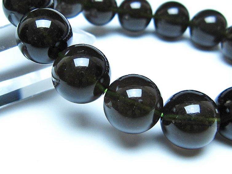 チンターマニストーン アリゾナ州産 天然ガラス ブレスレット （サフォーダイト/シリウス隕石） 15mm [t520-1812] 3枚目