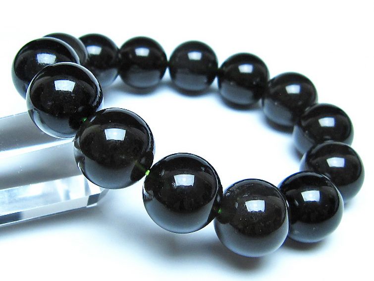 チンターマニストーン アリゾナ州産 天然ガラス ブレスレット （サフォーダイト/シリウス隕石） 15mm [t520-1813] 1枚目