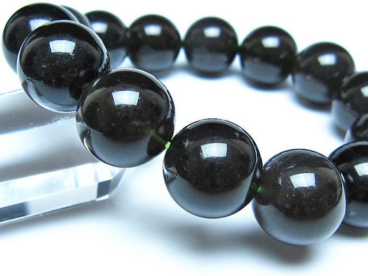 チンターマニストーン アリゾナ州産 天然ガラス ブレスレット （サフォーダイト/シリウス隕石） 15mm [t520-1813] 3枚目