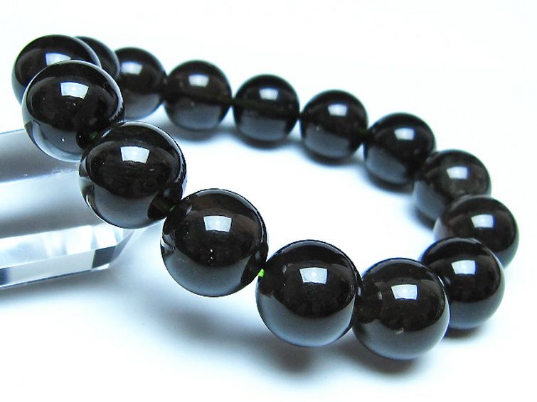 チンターマニストーン アリゾナ州産 天然ガラス ブレスレット （サフォーダイト/シリウス隕石） 14mm [t520-1816] 1枚目