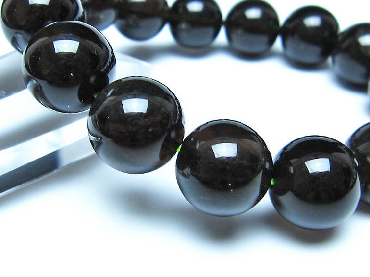 チンターマニストーン アリゾナ州産 天然ガラス ブレスレット （サフォーダイト/シリウス隕石） 14mm [t520-1816] 3枚目