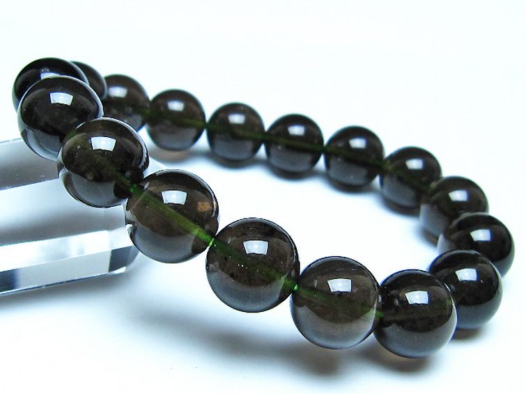 チンターマニストーン アリゾナ州産 天然ガラス ブレスレット （サフォーダイト/シリウス隕石） 12mm [t520-1819] 1枚目