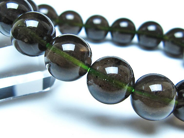 チンターマニストーン アリゾナ州産 天然ガラス ブレスレット （サフォーダイト/シリウス隕石） 12mm [t520-1819] 3枚目